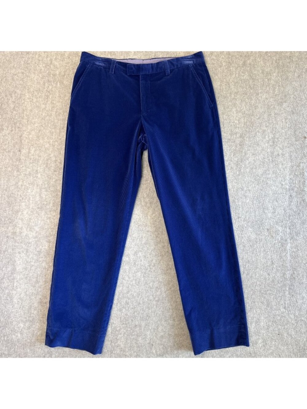 Etro Corduroy Trousers Mens 34x30 Blue Cobalt Flat Front Modern Fit Italy Luxury